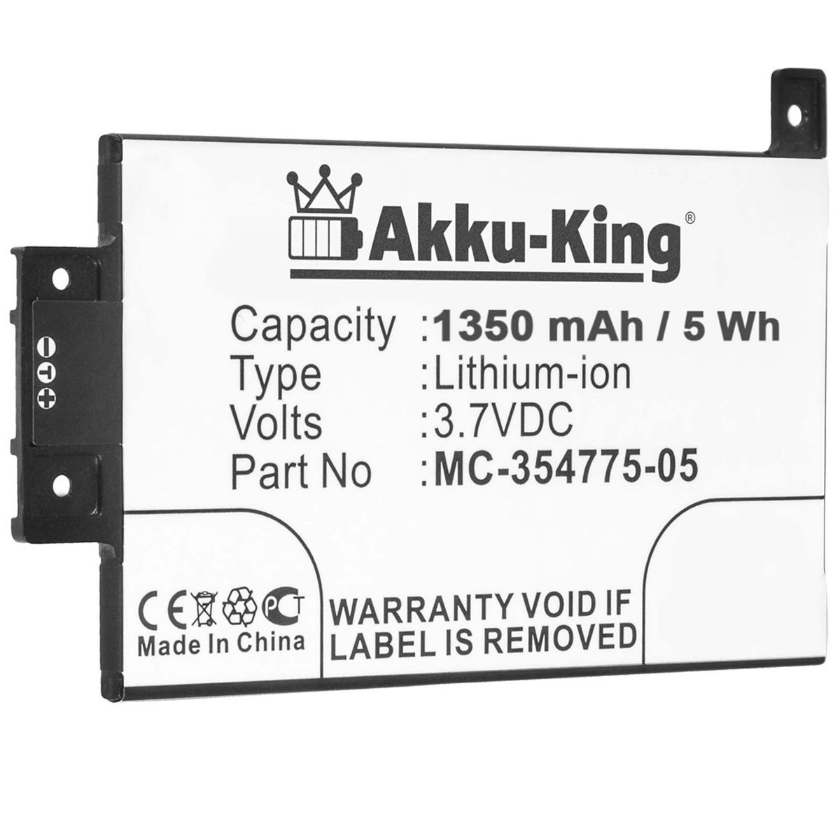 Geräte-Akku, 1350mAh Akku 3.7 Volt, kompatibel Li-Ion AKKU-KING mit MC-354775-05 Amazon