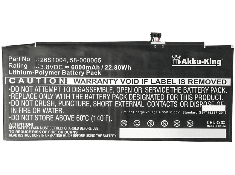 AKKU-KING Akku 26S1004 mit 6000mAh Volt, Li-Polymer Amazon 3.8 kompatibel Geräte-Akku