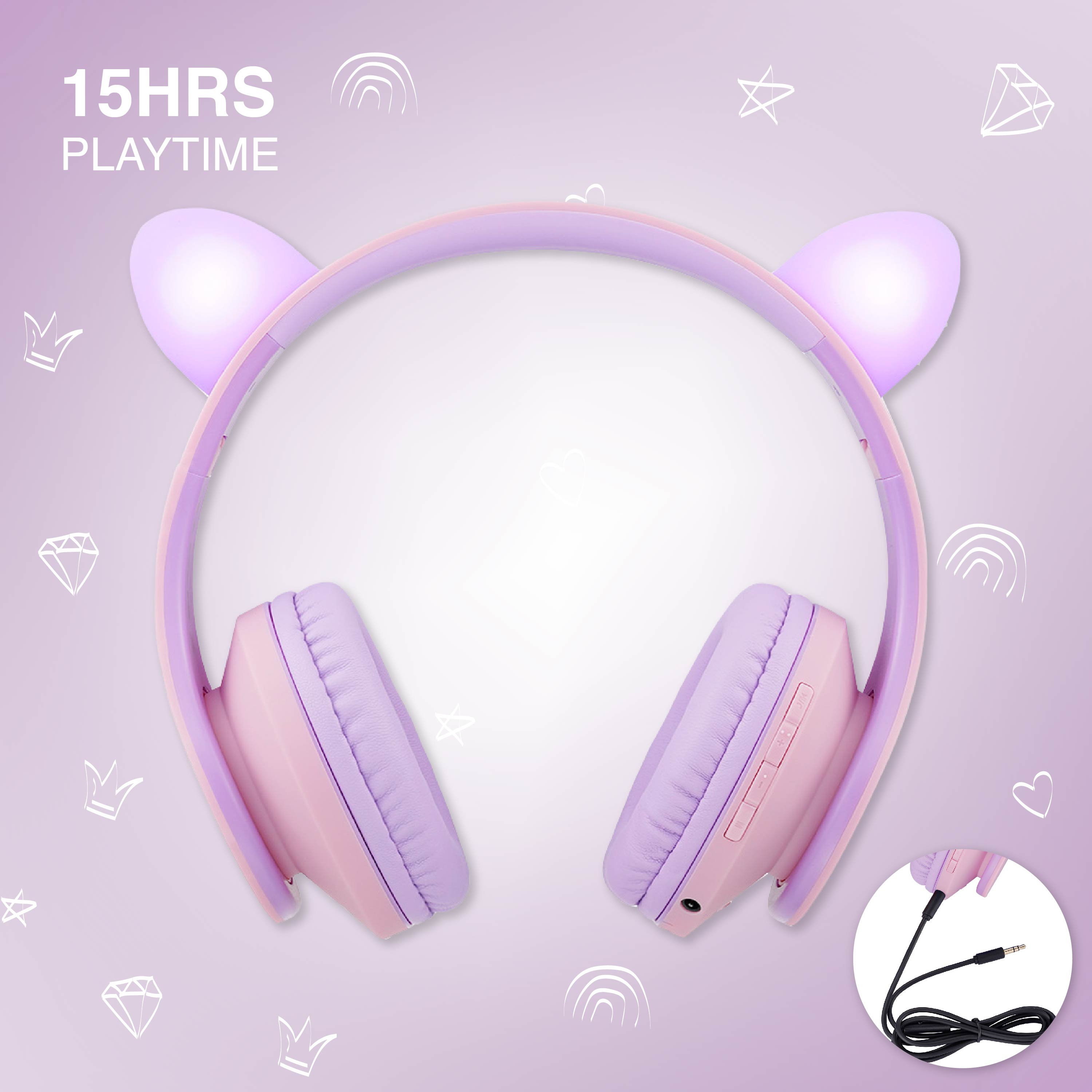 POWERLOCUS Kopfhörer für Bluetooth Kinder, P2 Lila Over-ear