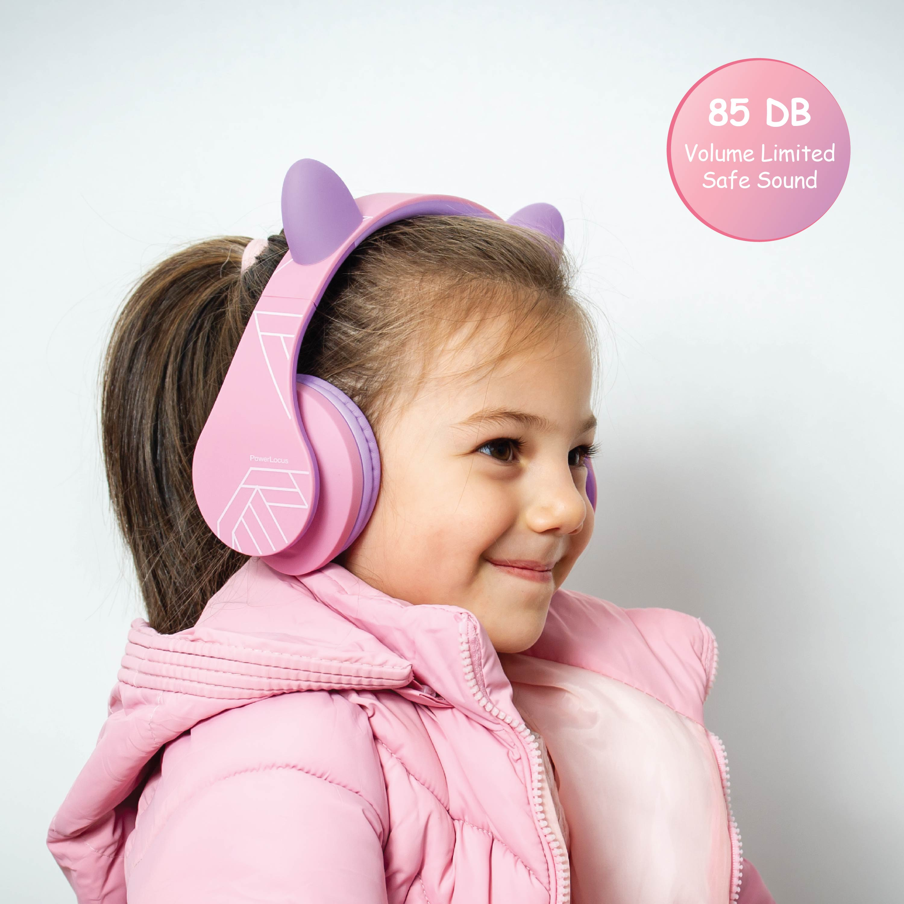 POWERLOCUS P2 Over-ear Kopfhörer für Kinder, Lila Bluetooth