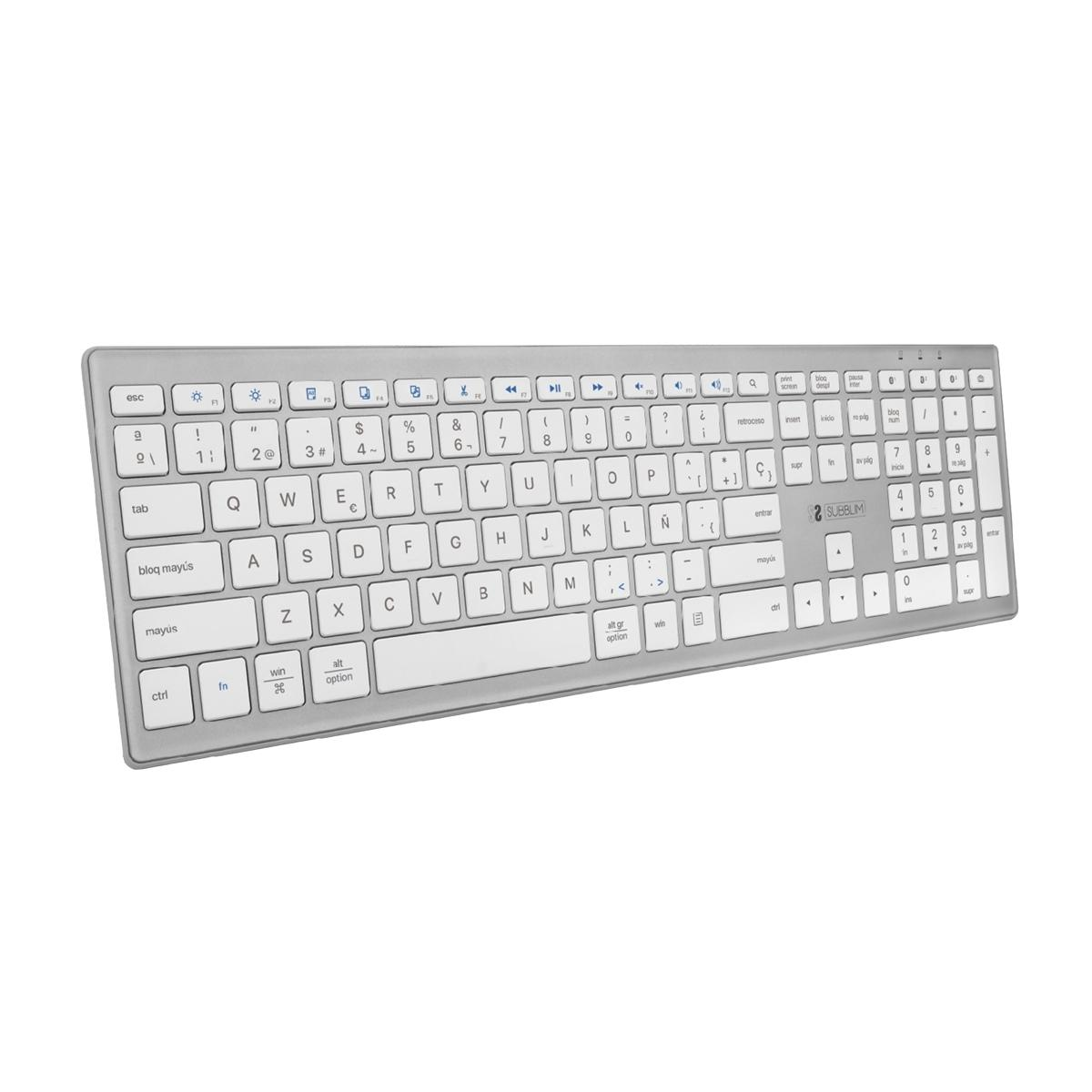 Teclado Extendido Inalámbrico Bluetooth - Pure SUBBLIM, Plata