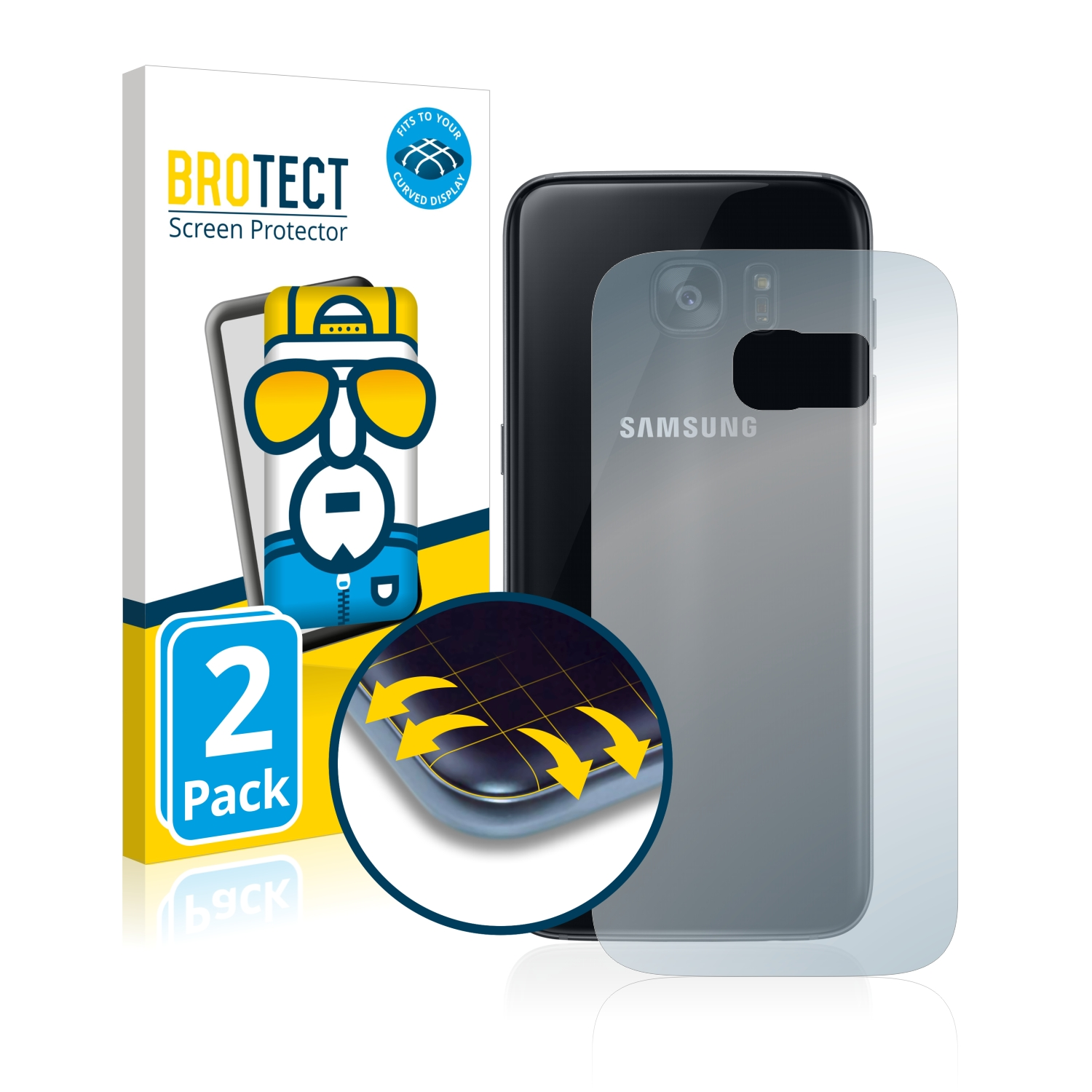 BROTECT 2x Flex Full-Cover Schutzfolie(für Curved Samsung Galaxy S7) 3D