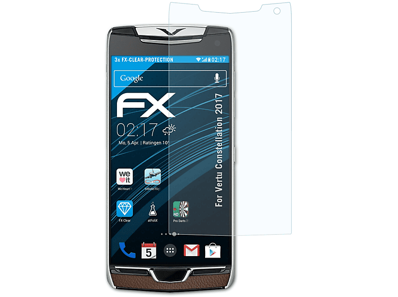 ATFOLIX 3x FX-Clear Displayschutz(für Vertu Constellation (2017))