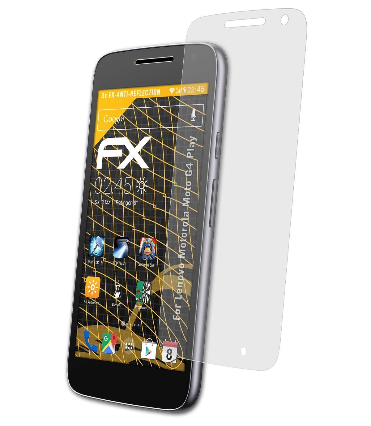 ATFOLIX 3x FX-Antireflex Displayschutz(für Lenovo Moto G4 Play) Motorola