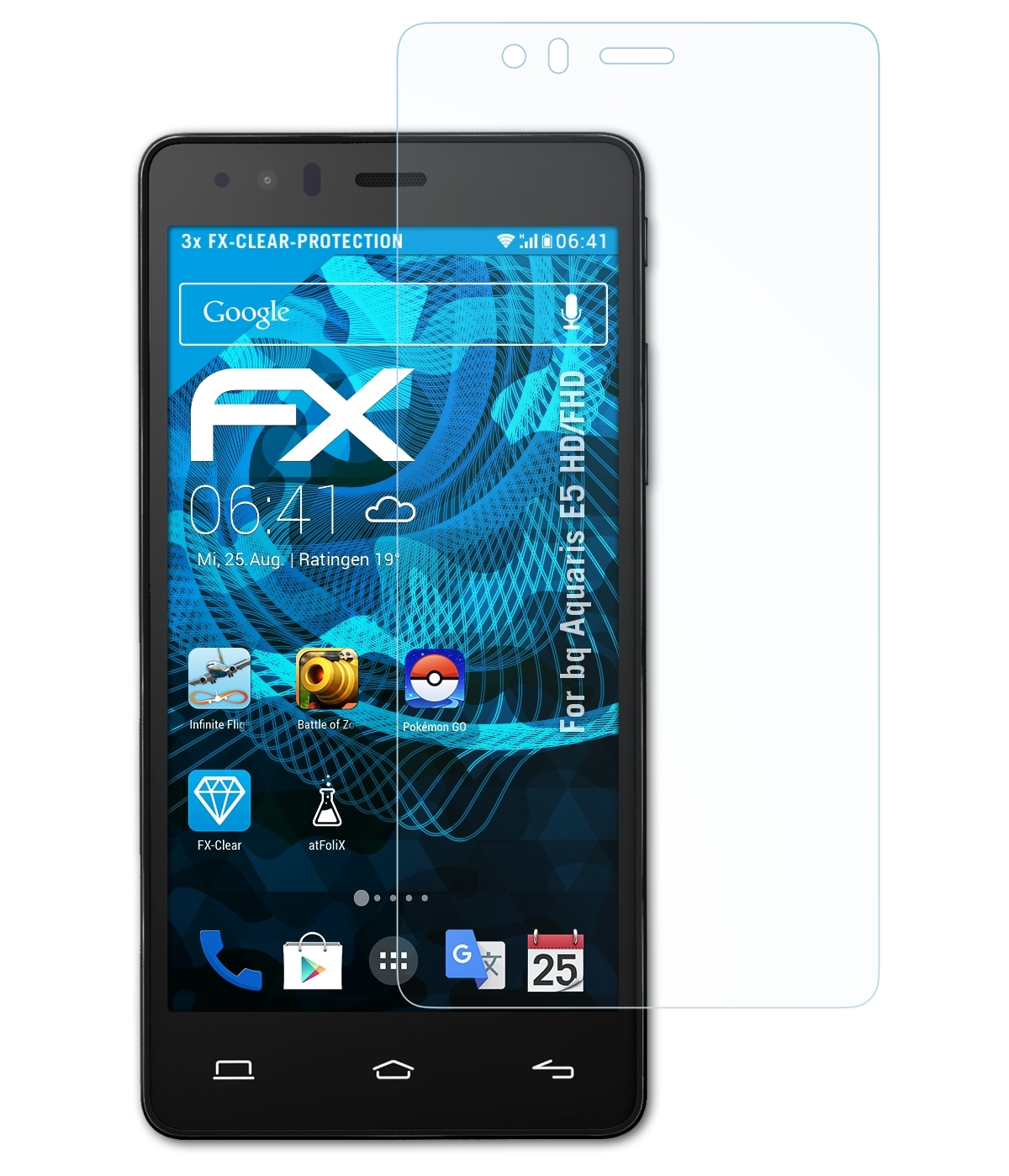 ATFOLIX 3x FX-Clear Displayschutz(für E5 HD/FHD) bq Aquaris