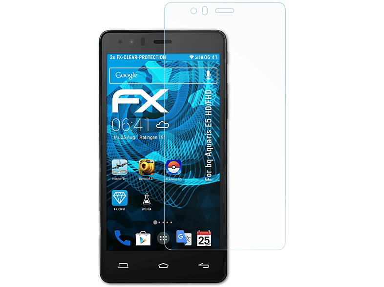 ATFOLIX 3x FX-Clear Displayschutz(für E5 HD/FHD) bq Aquaris