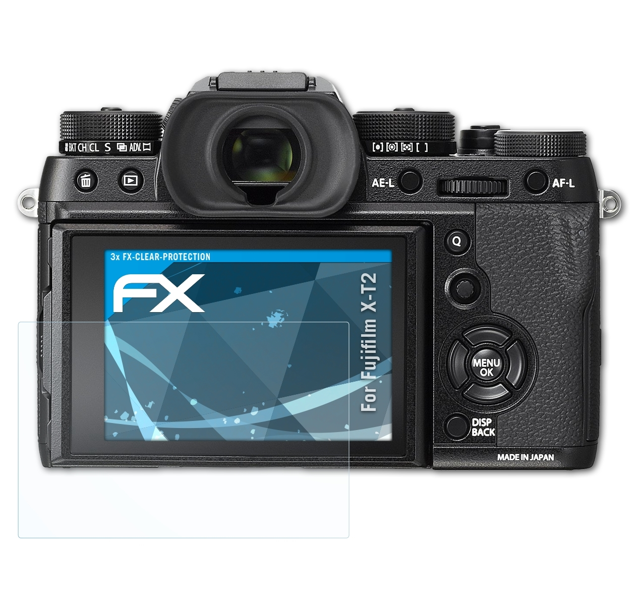 X-T2) Displayschutz(für ATFOLIX Fujifilm FX-Clear 3x
