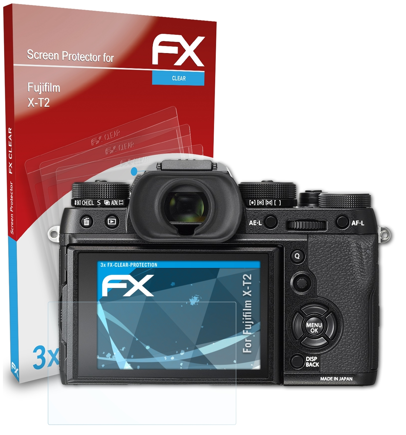 X-T2) FX-Clear 3x Fujifilm Displayschutz(für ATFOLIX
