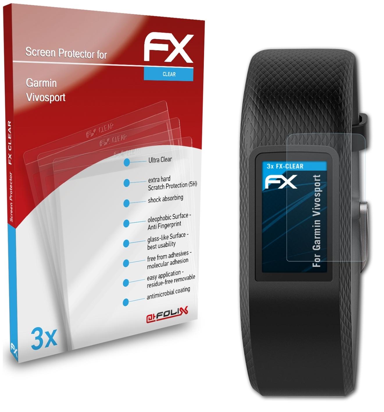 ATFOLIX 3x Displayschutz(für Vivosport) FX-Clear Garmin