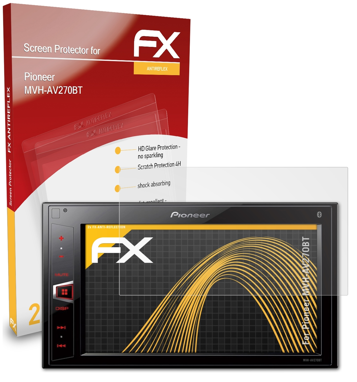 2x FX-Antireflex MVH-AV270BT) Displayschutz(für ATFOLIX Pioneer