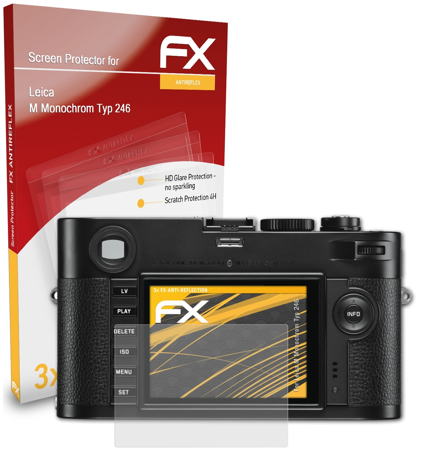 ATFOLIX 3x FX-Antireflex Displayschutz(für Leica Monochrom 246)) (Typ M