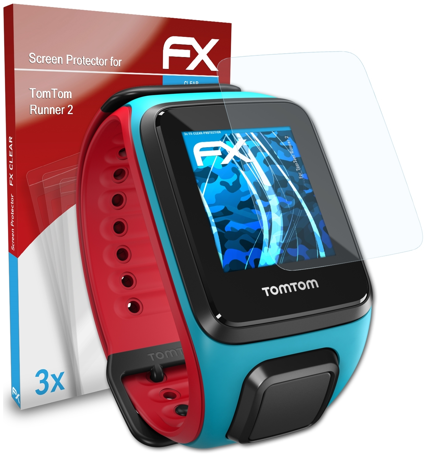 2) TomTom ATFOLIX FX-Clear 3x Runner Displayschutz(für