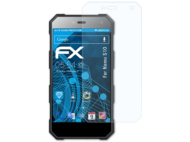FX-Clear ATFOLIX S10) 3x Nomu Displayschutz(für
