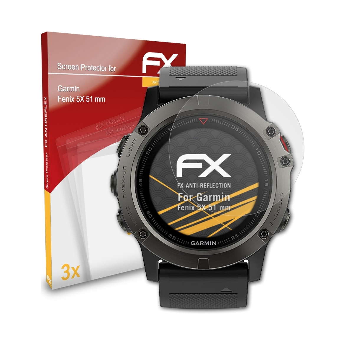 FX-Antireflex Fenix Garmin Displayschutz(für (51 mm)) 3x ATFOLIX 5X