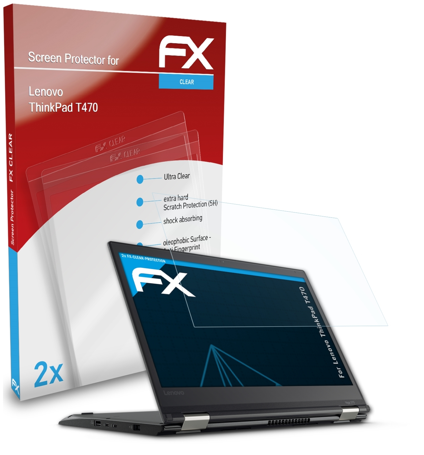 ATFOLIX Displayschutz(für FX-Clear 2x Lenovo T470) ThinkPad