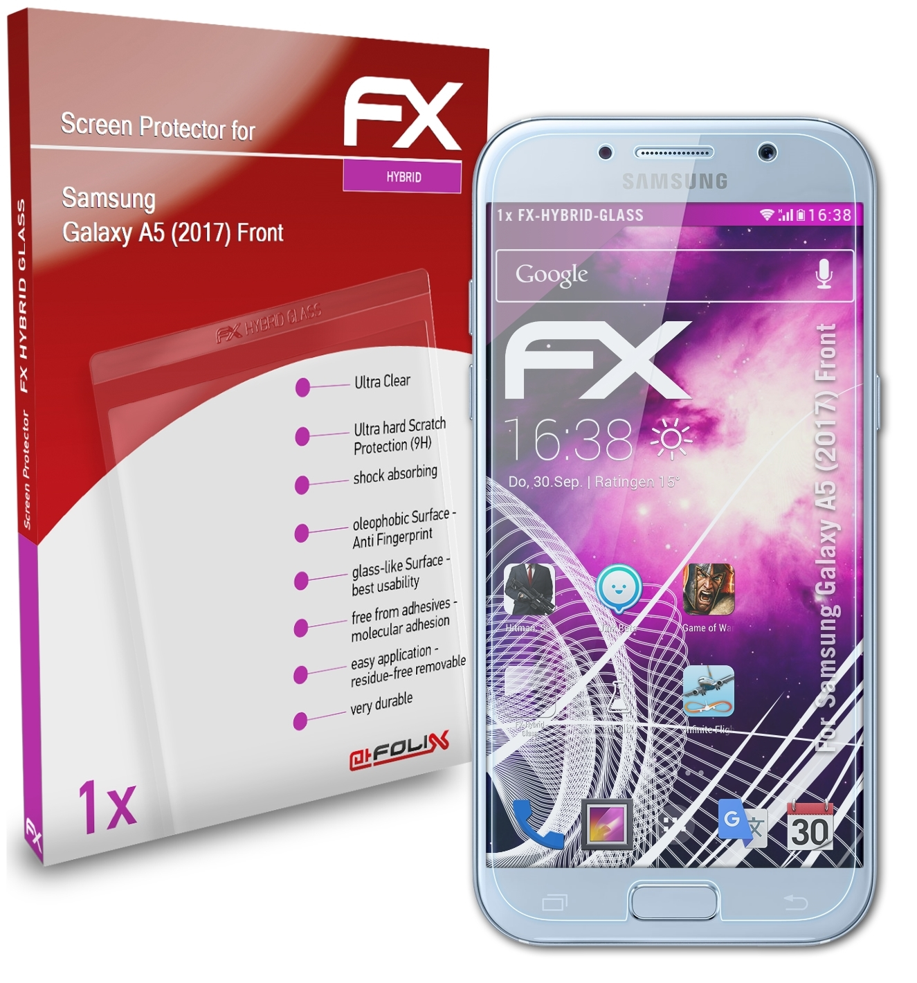 ATFOLIX FX-Hybrid-Glass Galaxy (2017) A5 Schutzglas(für Front) Samsung