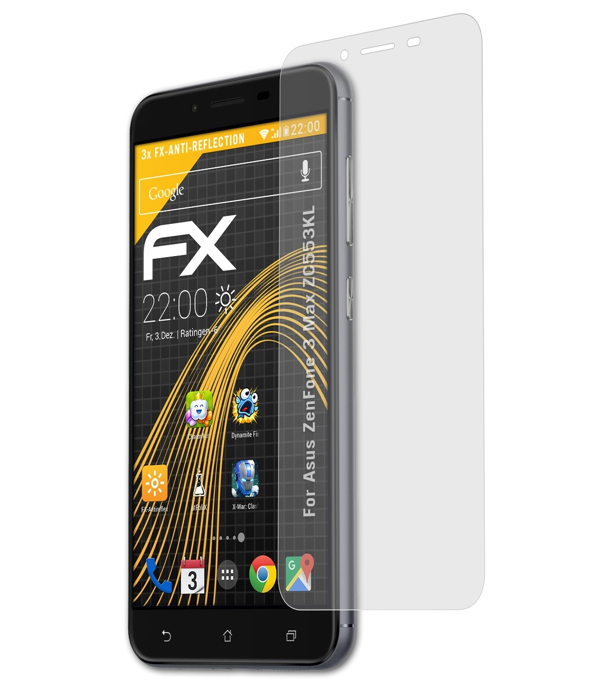3 ATFOLIX FX-Antireflex Displayschutz(für ZenFone (ZC553KL)) Max 3x Asus