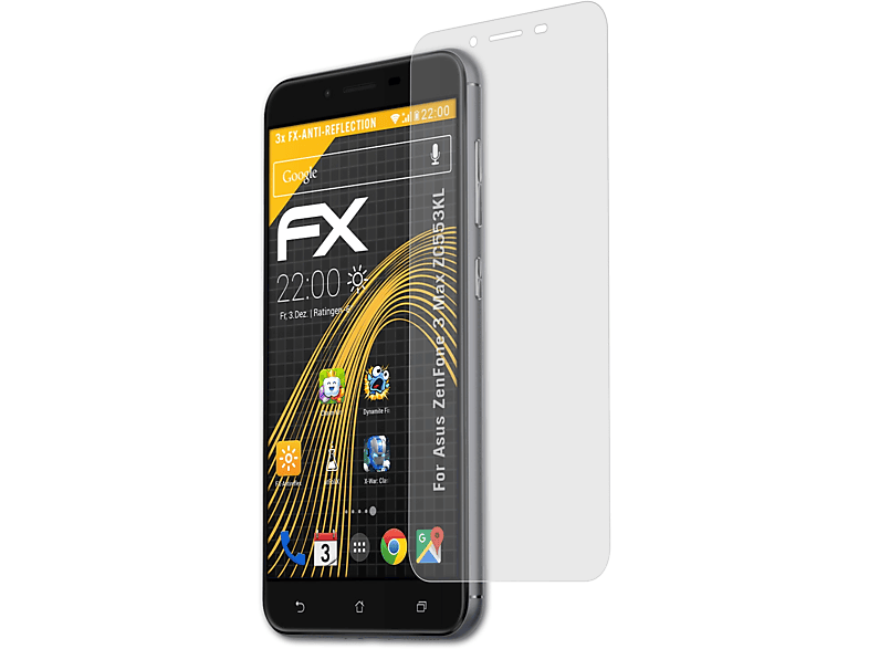 ATFOLIX 3x Max FX-Antireflex 3 Displayschutz(für ZenFone Asus (ZC553KL))