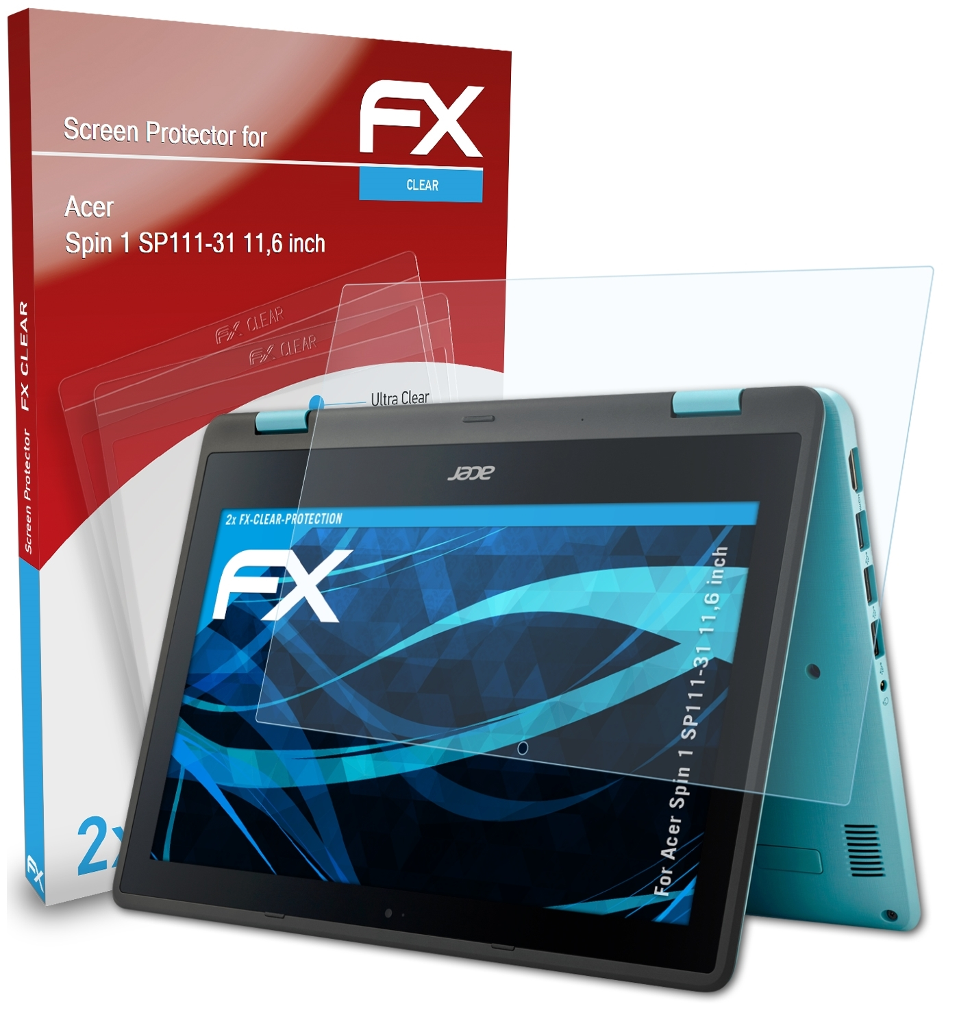 ATFOLIX 2x FX-Clear Displayschutz(für Acer inch)) SP111-31 Spin (11,6 1