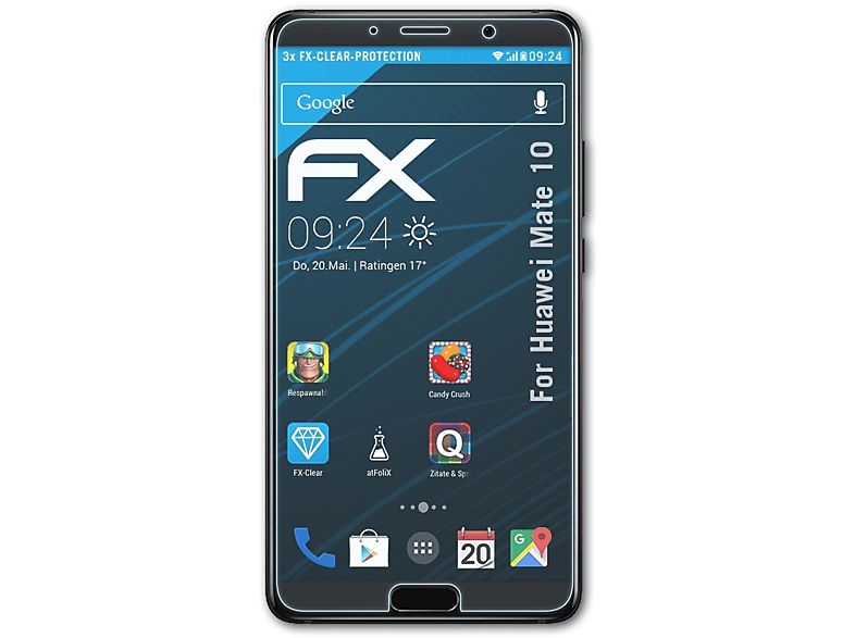 ATFOLIX 3x FX-Clear Displayschutz(für Huawei Mate 10)