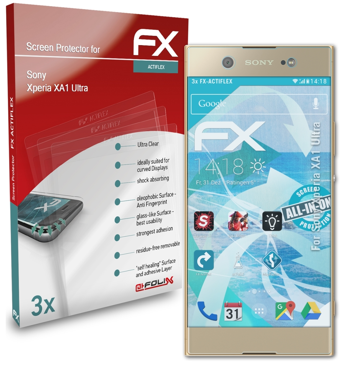 FX-ActiFleX Displayschutz(für Ultra) Sony ATFOLIX Xperia XA1 3x