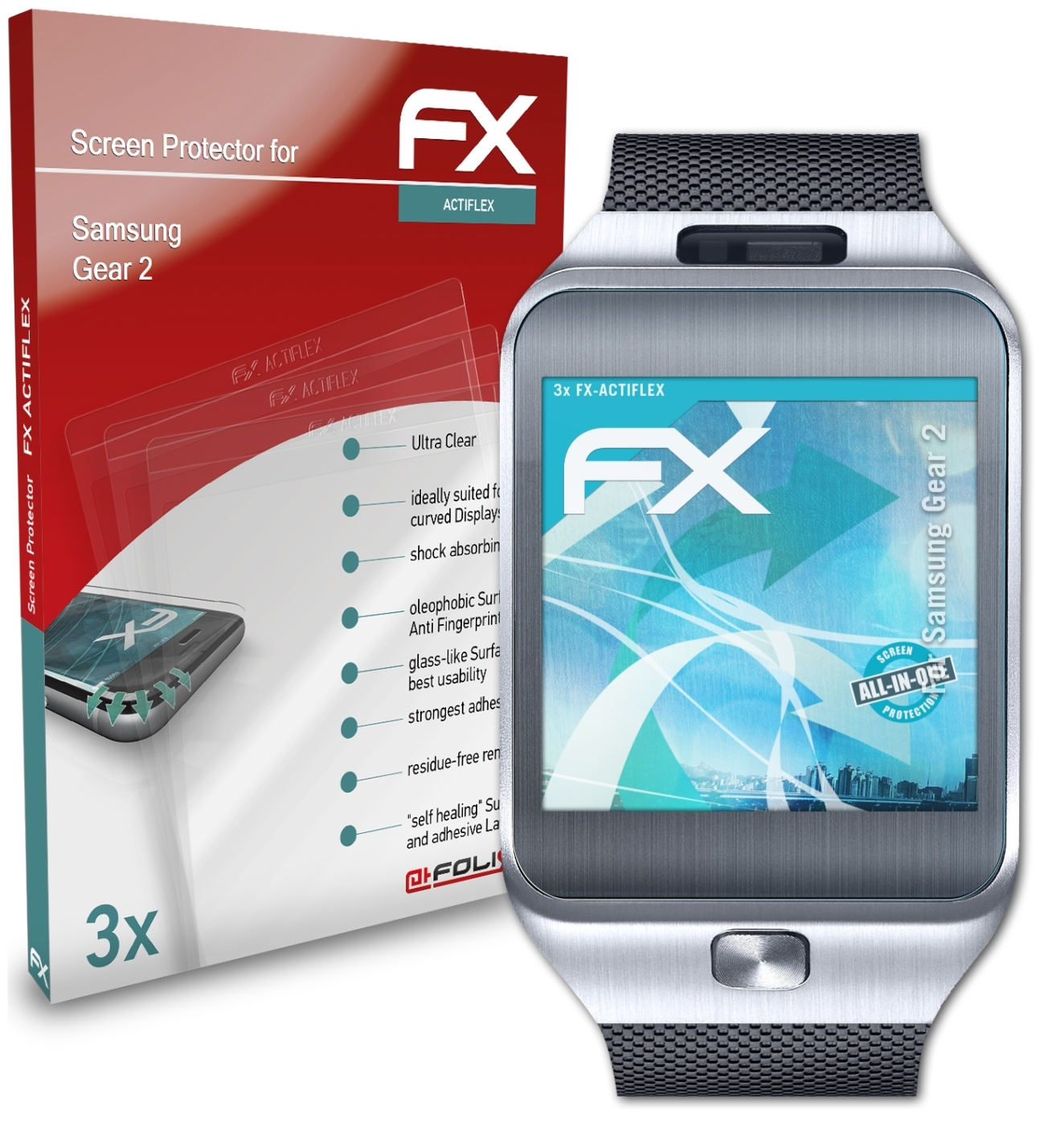 Gear Displayschutz(für 3x Samsung 2) ATFOLIX FX-ActiFleX