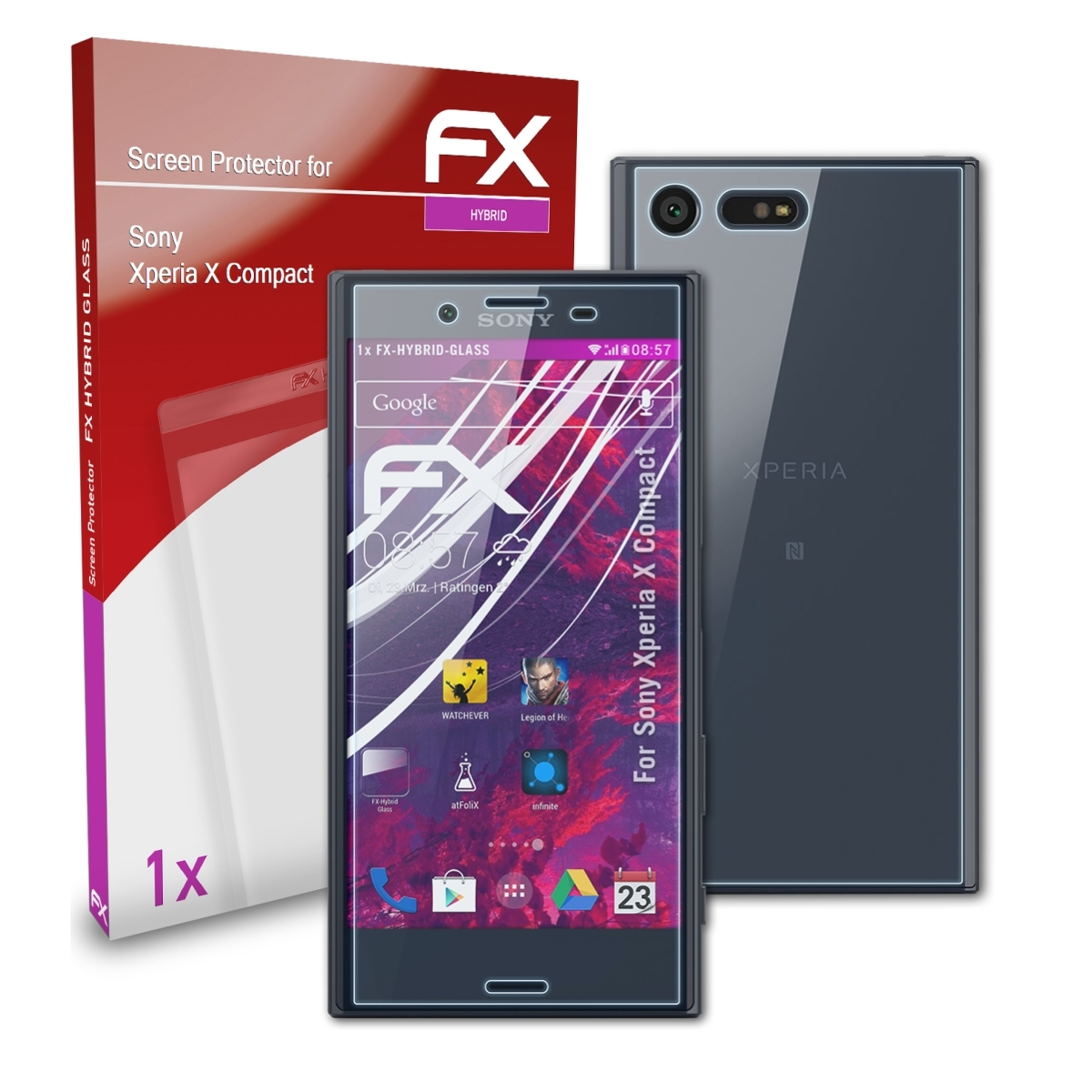 ATFOLIX FX-Hybrid-Glass Schutzglas(für Sony Compact) Xperia X