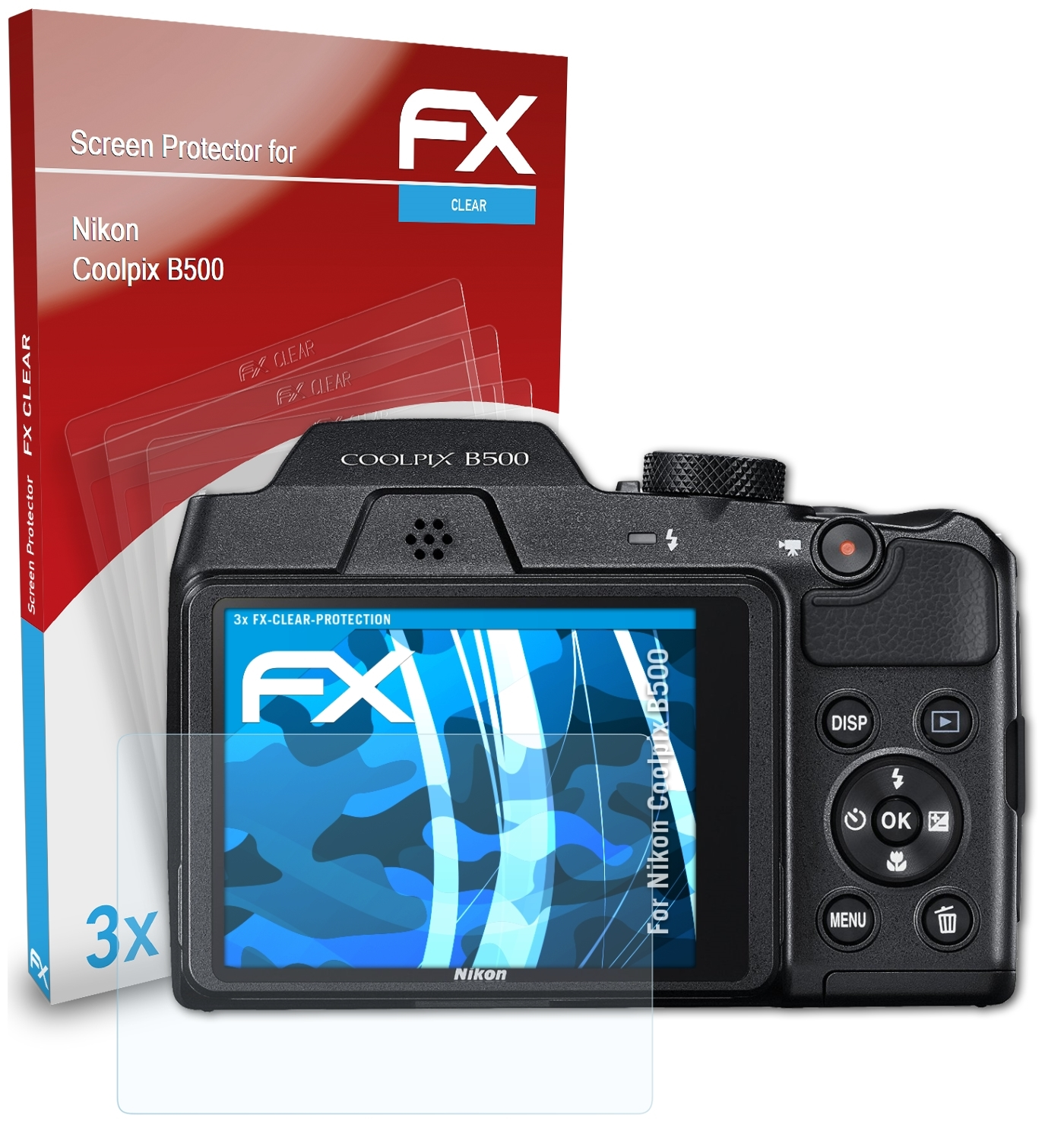 ATFOLIX Nikon Coolpix FX-Clear 3x Displayschutz(für B500)