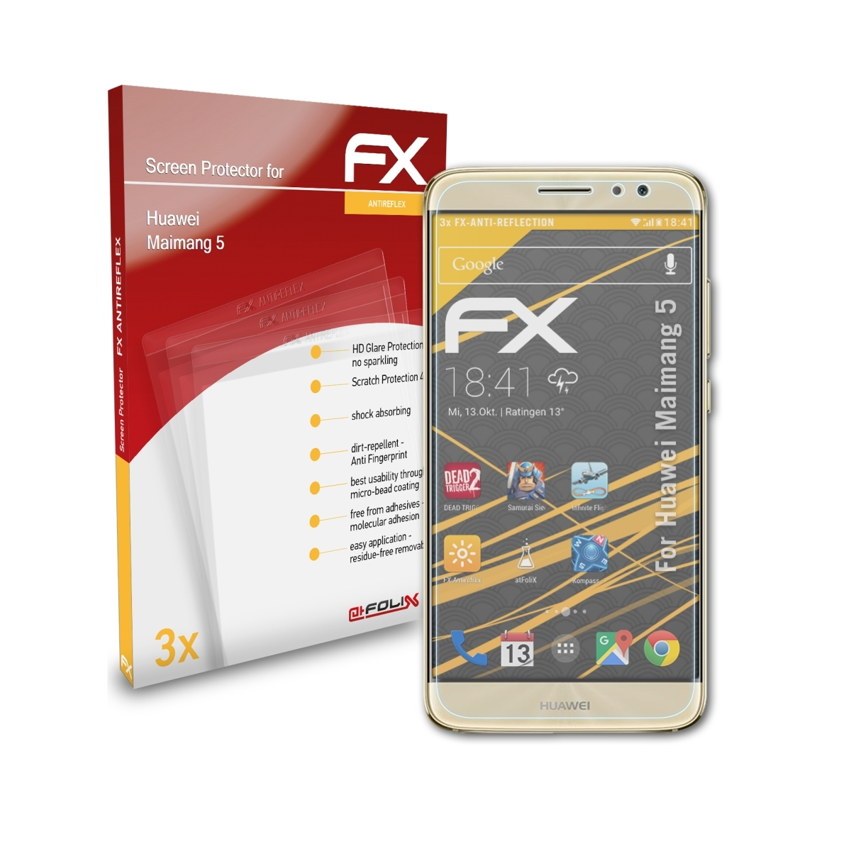 Displayschutz(für Maimang Huawei ATFOLIX 3x 5) FX-Antireflex