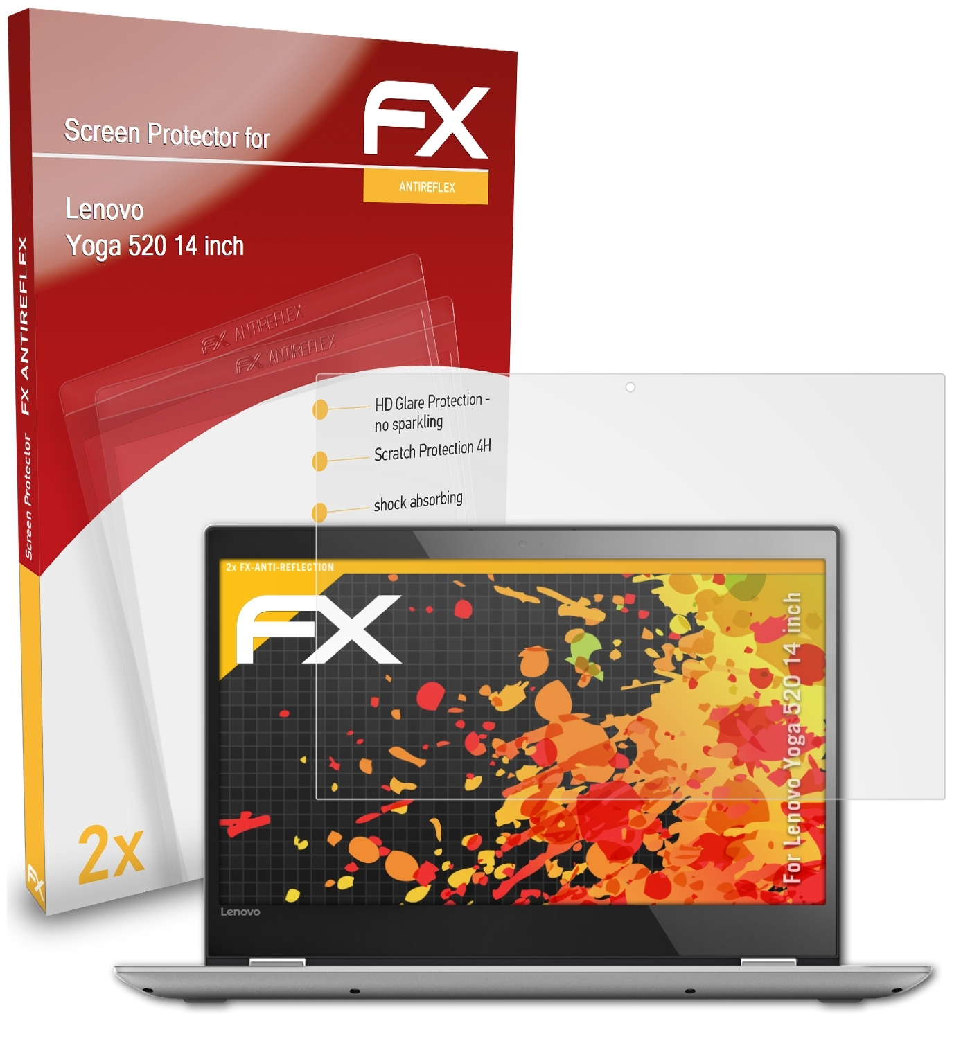 ATFOLIX FX-Antireflex 520 inch)) 2x (14 Displayschutz(für Lenovo Yoga