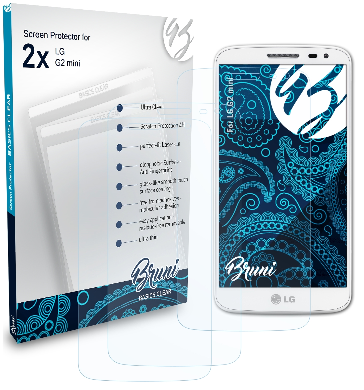 BRUNI 2x Basics-Clear LG mini) Schutzfolie(für G2