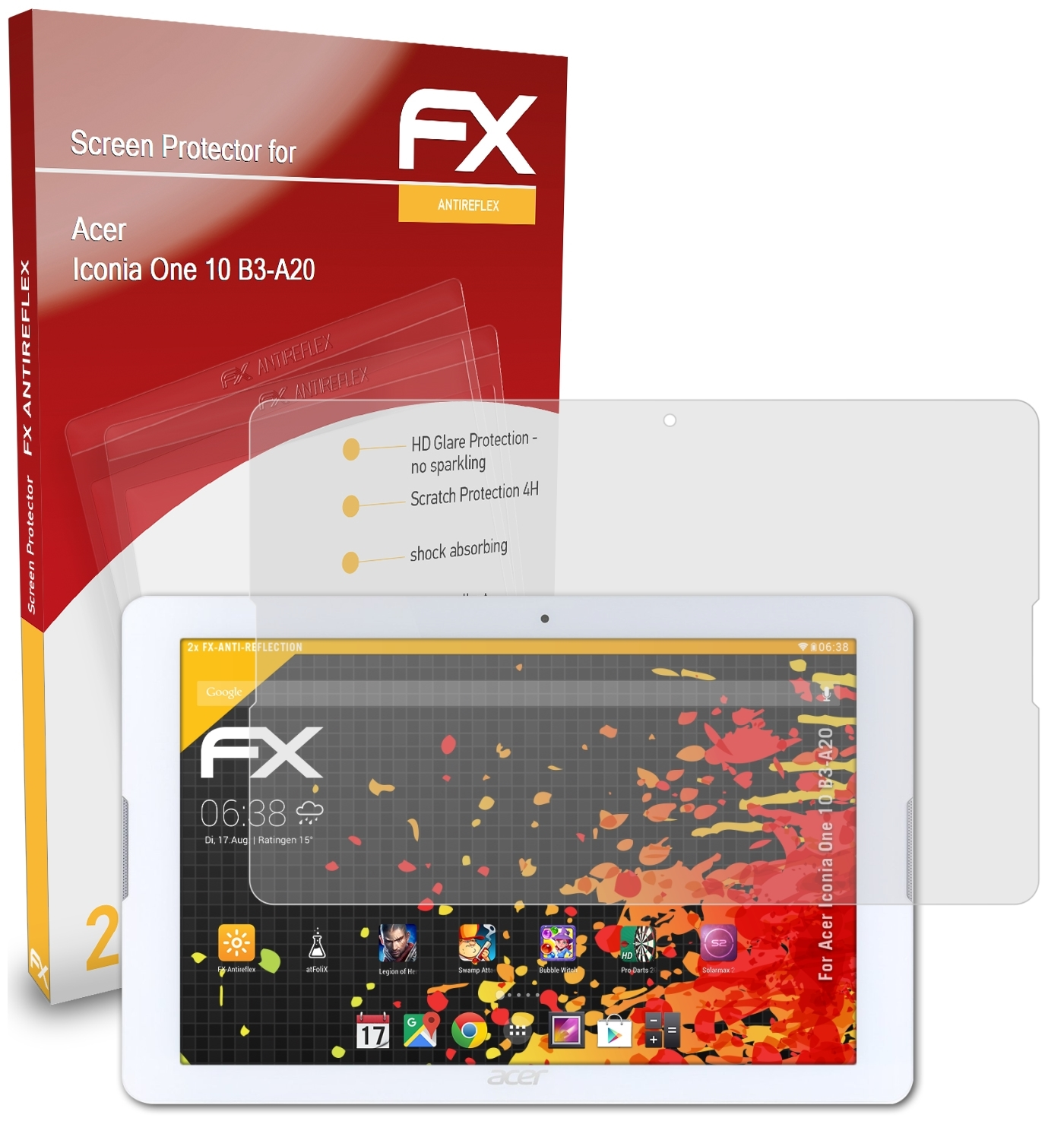 FX-Antireflex 10 Iconia Displayschutz(für One ATFOLIX (B3-A20)) Acer 2x