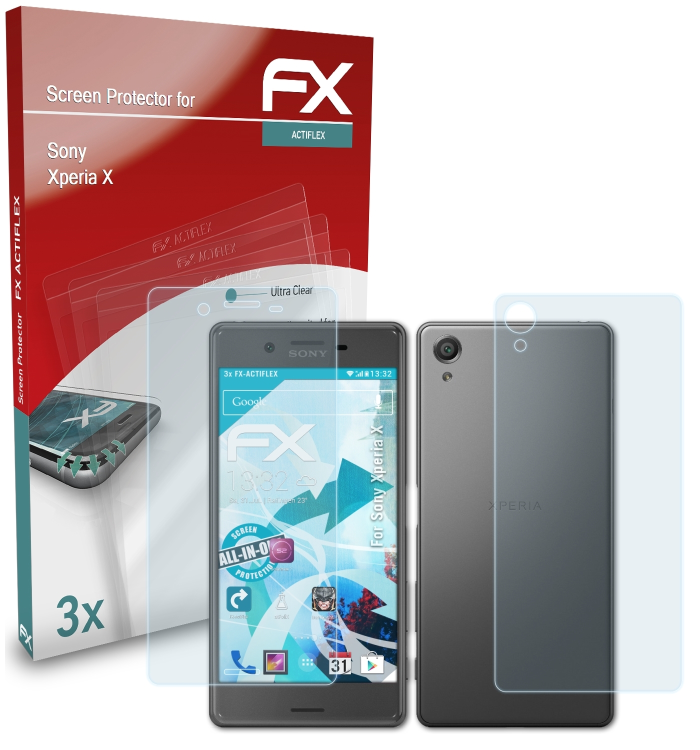 3x Sony Xperia FX-ActiFleX X) ATFOLIX Displayschutz(für