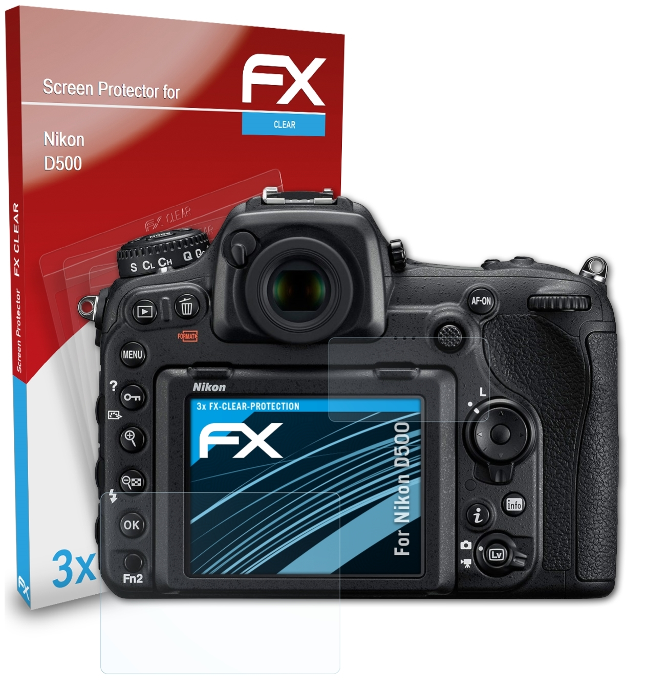 ATFOLIX D500) Nikon 3x FX-Clear Displayschutz(für