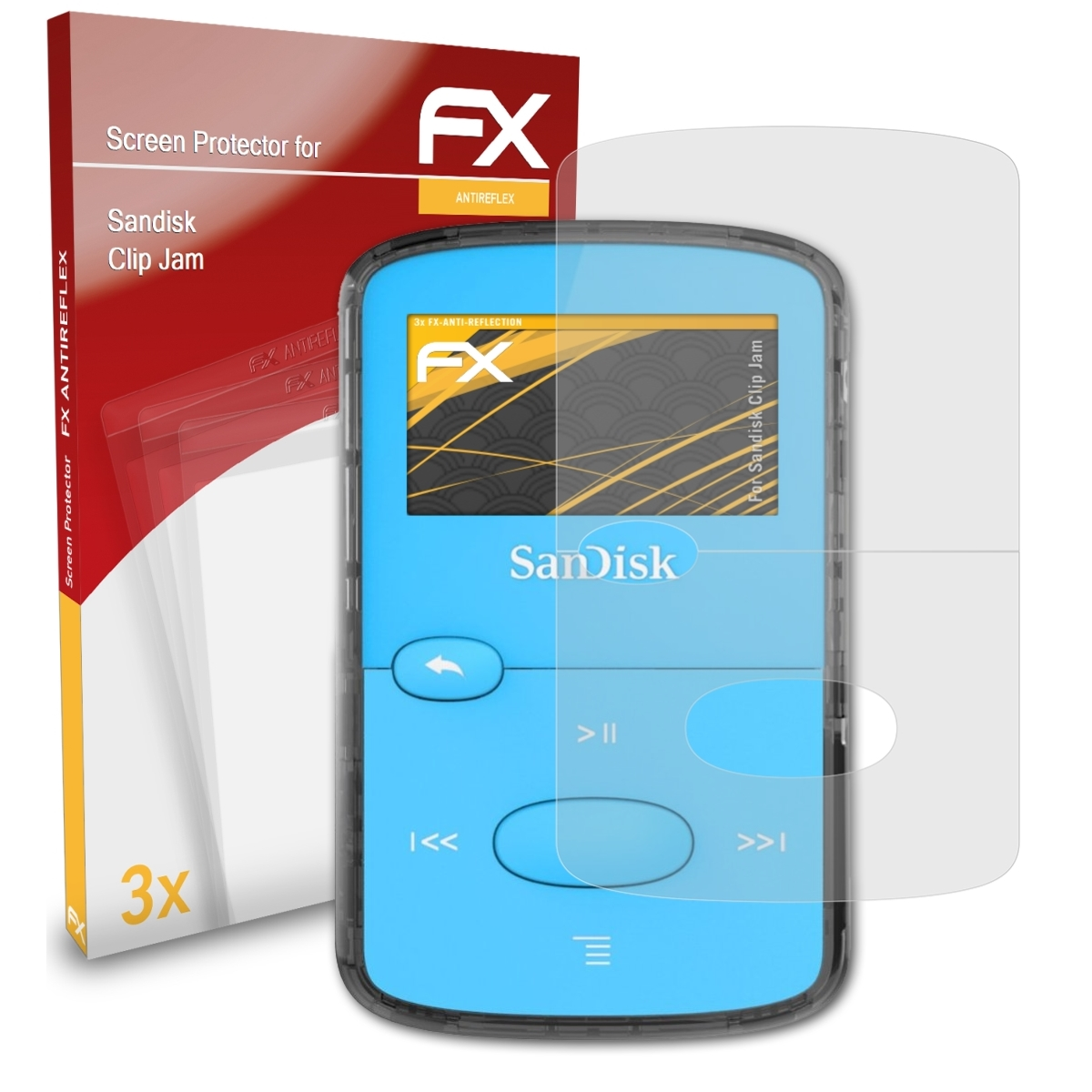 ATFOLIX 3x FX-Antireflex Displayschutz(für Jam) Clip Sandisk