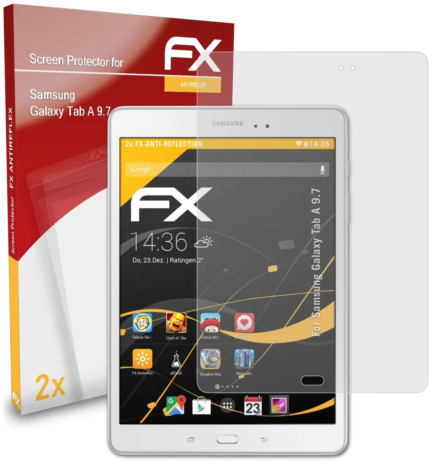 ATFOLIX 2x FX-Antireflex Displayschutz(für Galaxy 9.7) A Tab Samsung