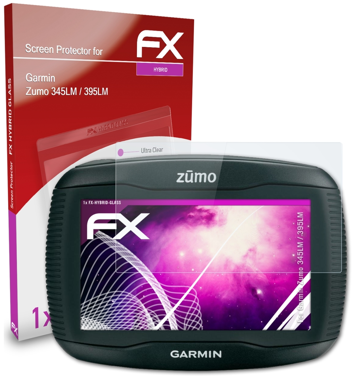 ATFOLIX FX-Hybrid-Glass Garmin Zumo 345LM Schutzglas(für 395LM) 