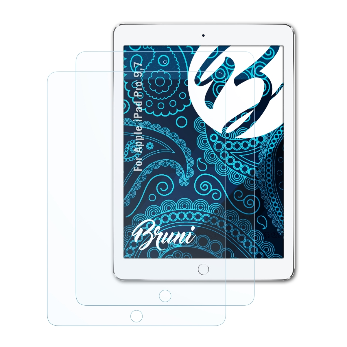 BRUNI 2x Basics-Clear Schutzfolie(für 9,7) iPad Pro Apple
