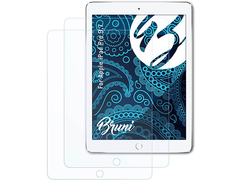 BRUNI 2x Basics-Clear Schutzfolie(für Apple iPad Pro 9,7)