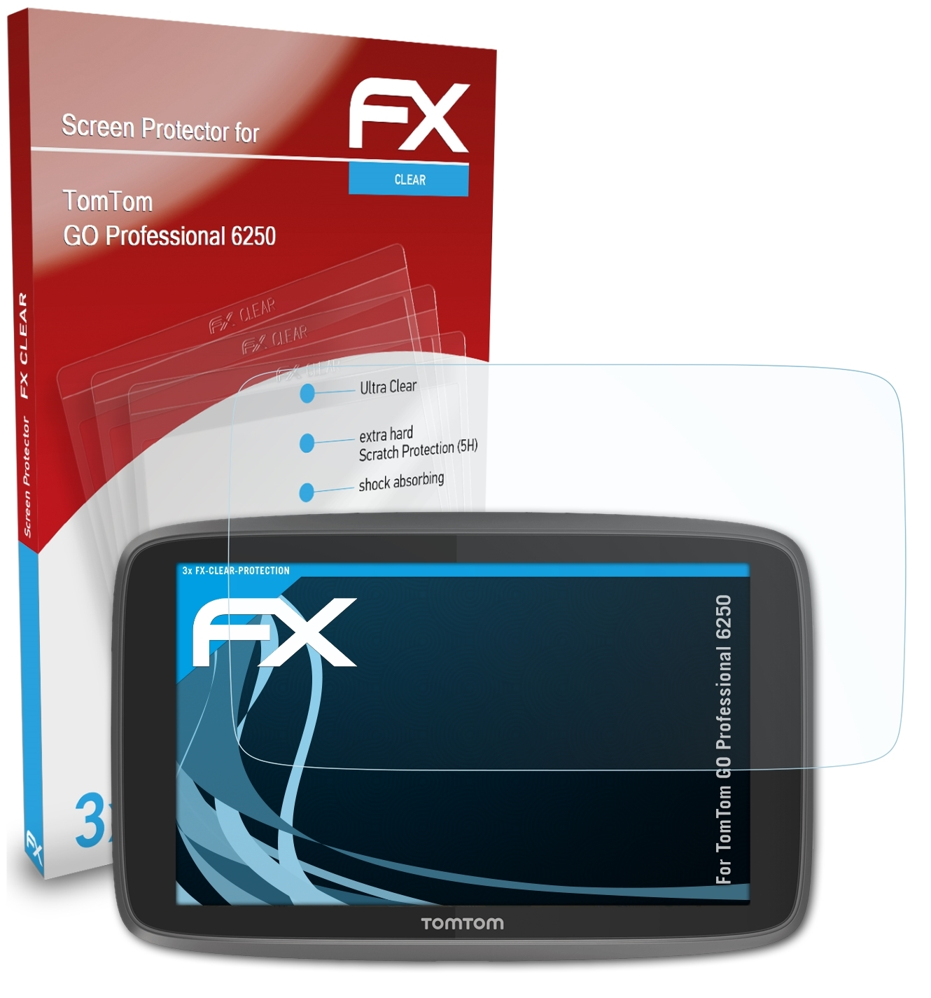 ATFOLIX 3x 6250) Displayschutz(für TomTom Professional FX-Clear GO