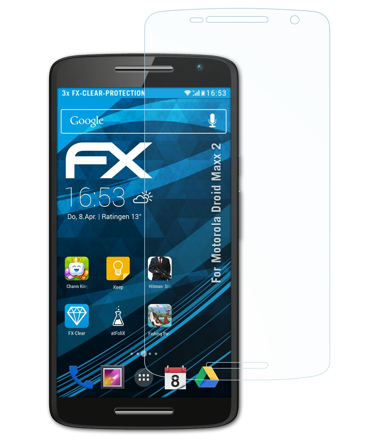 ATFOLIX 3x Maxx 2) Motorola FX-Clear Displayschutz(für Droid