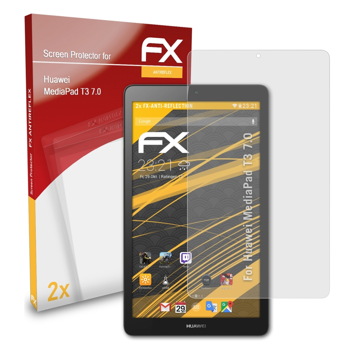 T3 2x Huawei Displayschutz(für ATFOLIX MediaPad 7.0) FX-Antireflex