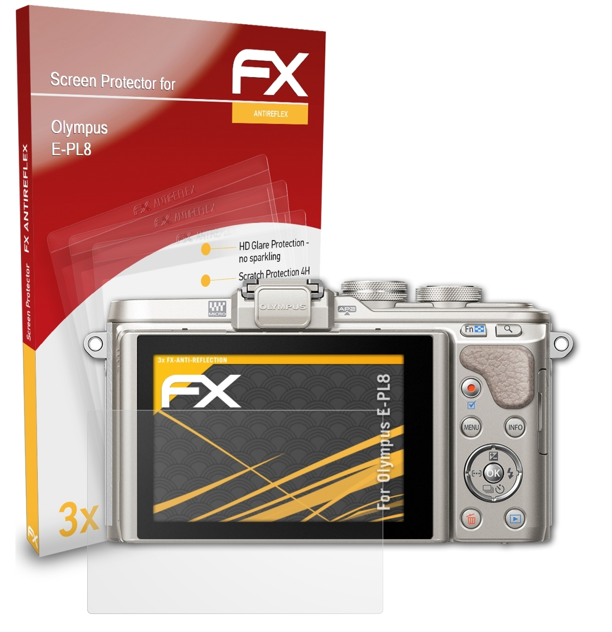3x FX-Antireflex E-PL8) Olympus Displayschutz(für ATFOLIX