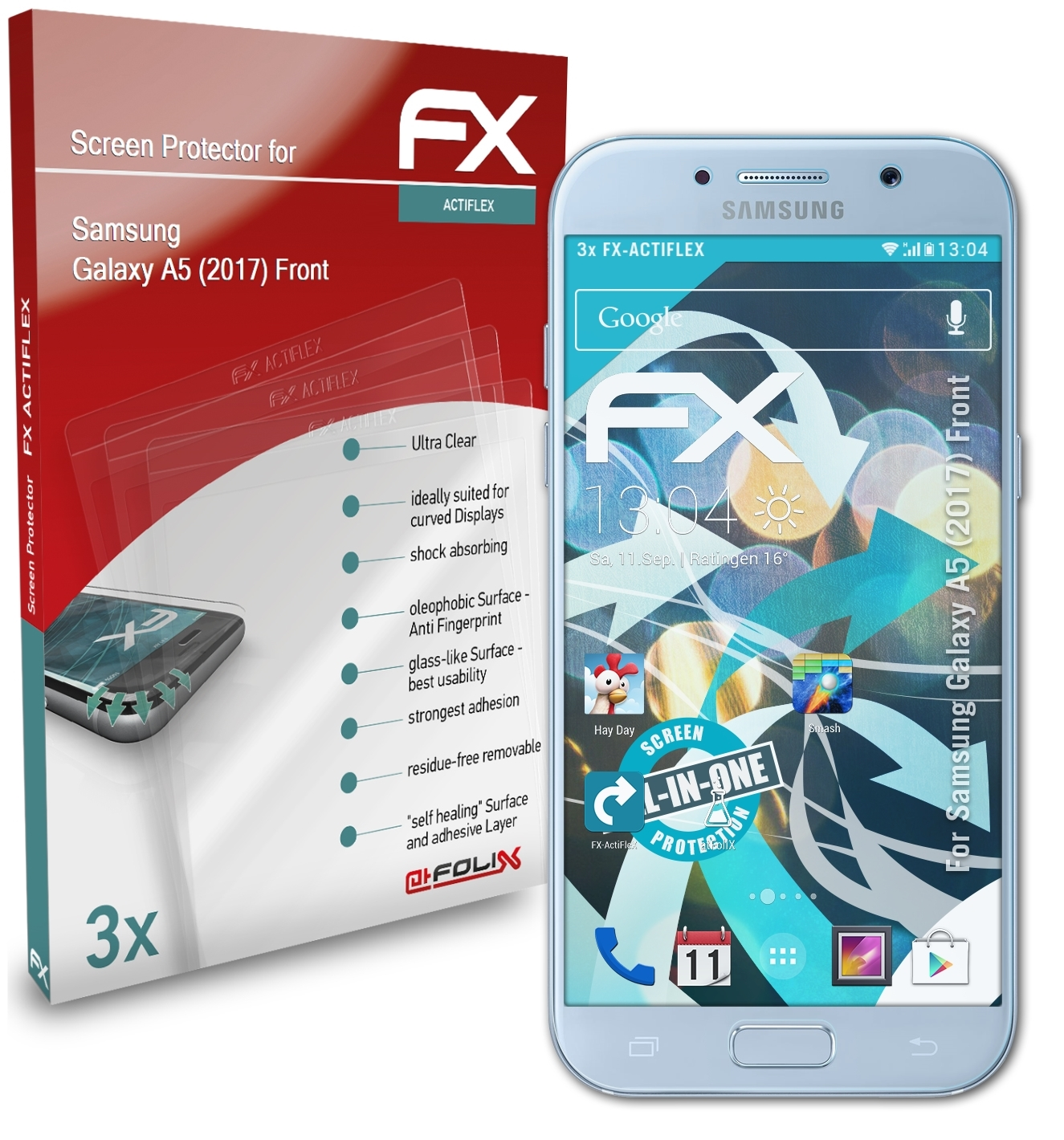 Samsung Front) Displayschutz(für (2017) FX-ActiFleX ATFOLIX A5 Galaxy 3x