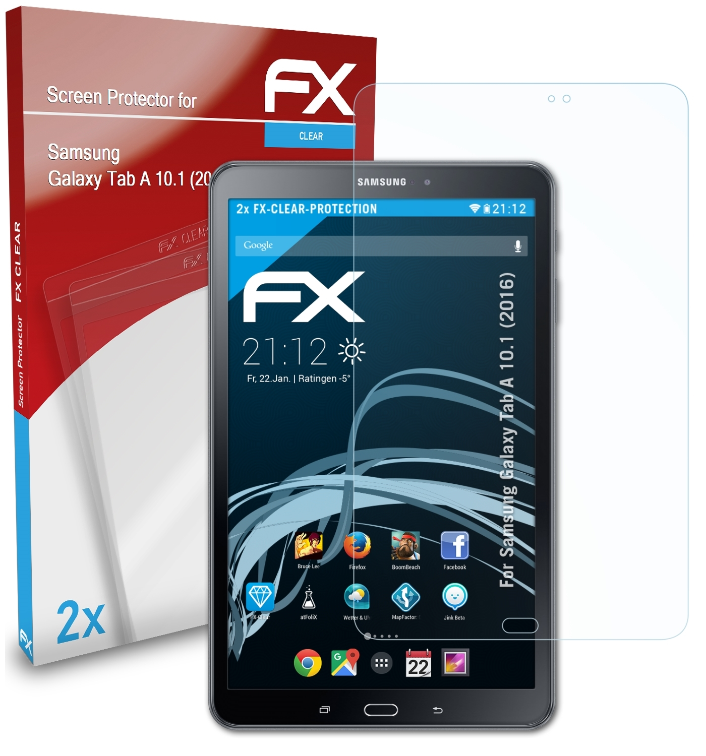 Samsung 10.1 2x FX-Clear Galaxy (2016)) Displayschutz(für ATFOLIX Tab A