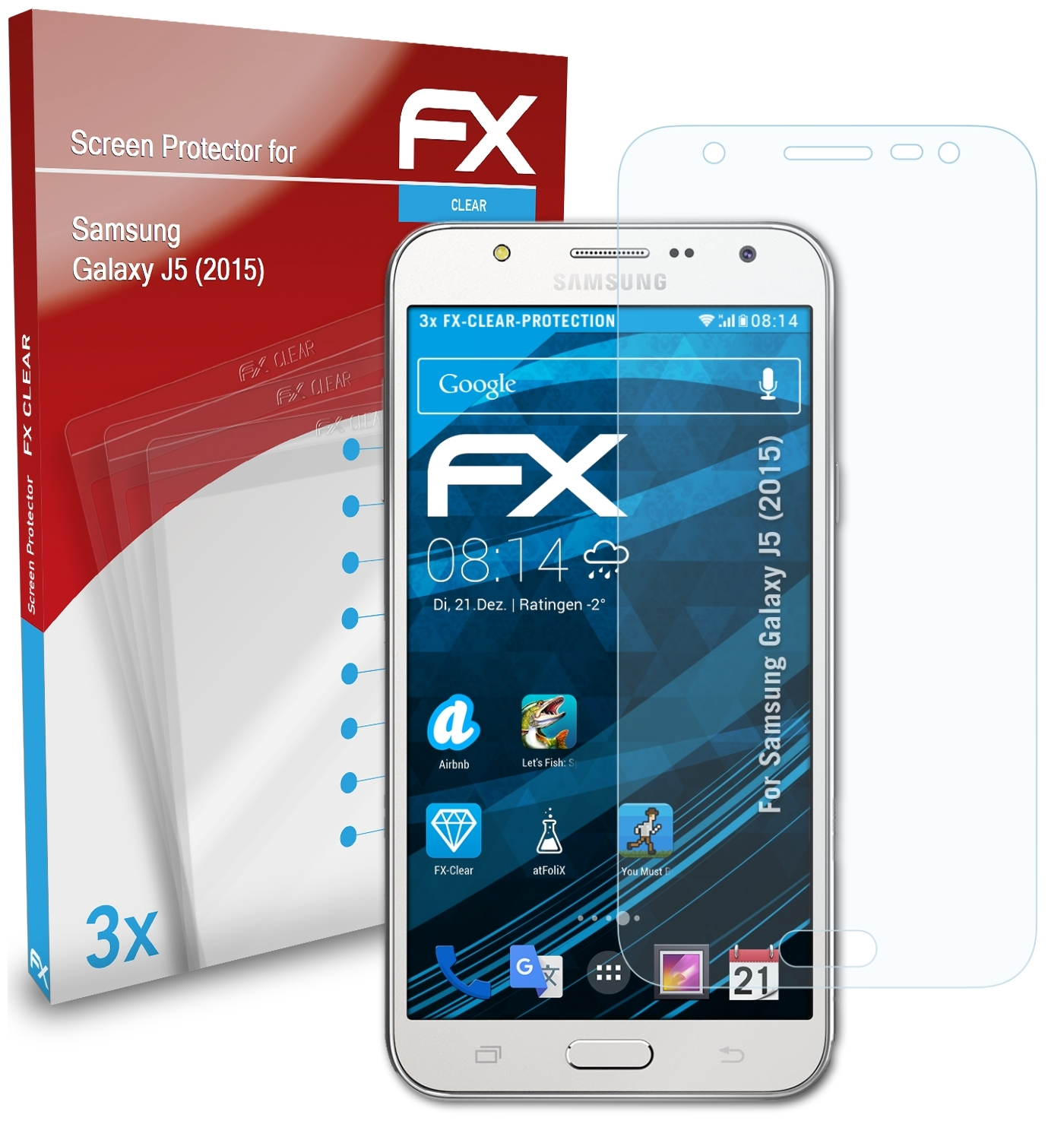 ATFOLIX 3x FX-Clear Displayschutz(für J5 Samsung (2015)) Galaxy