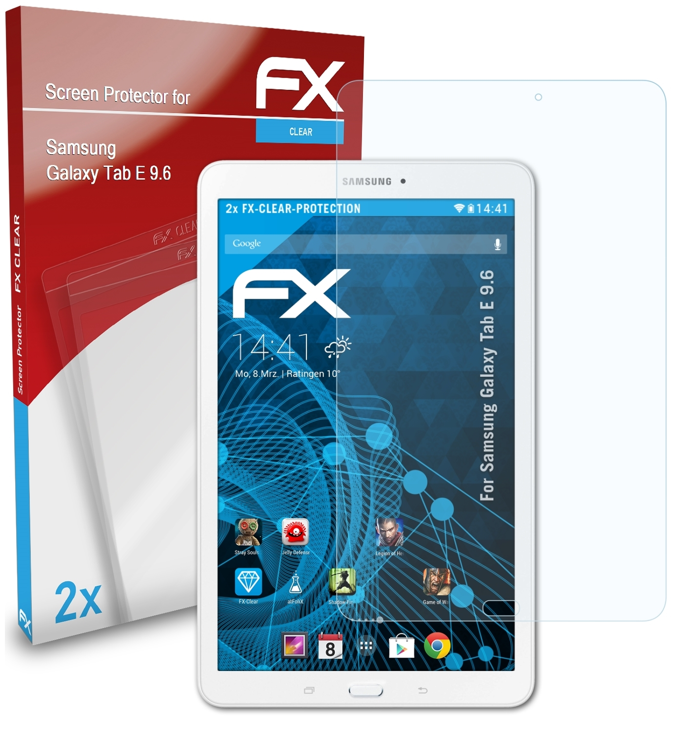 ATFOLIX 2x Displayschutz(für Tab E 9.6) Samsung Galaxy FX-Clear