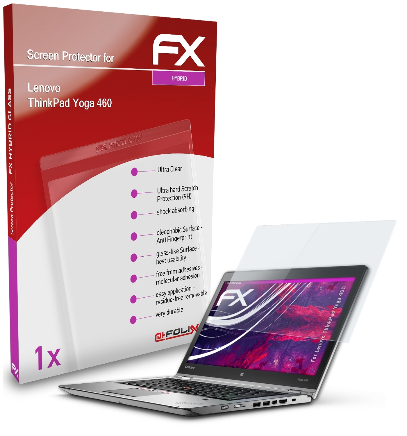 FX-Hybrid-Glass Yoga 460) Lenovo ATFOLIX ThinkPad Schutzglas(für