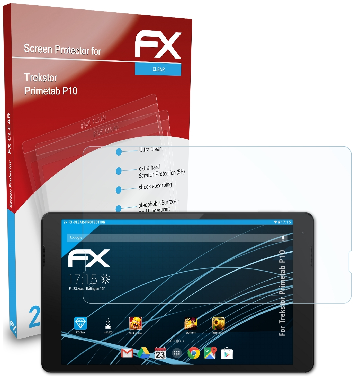 ATFOLIX 2x FX-Clear Displayschutz(für Trekstor Primetab P10)