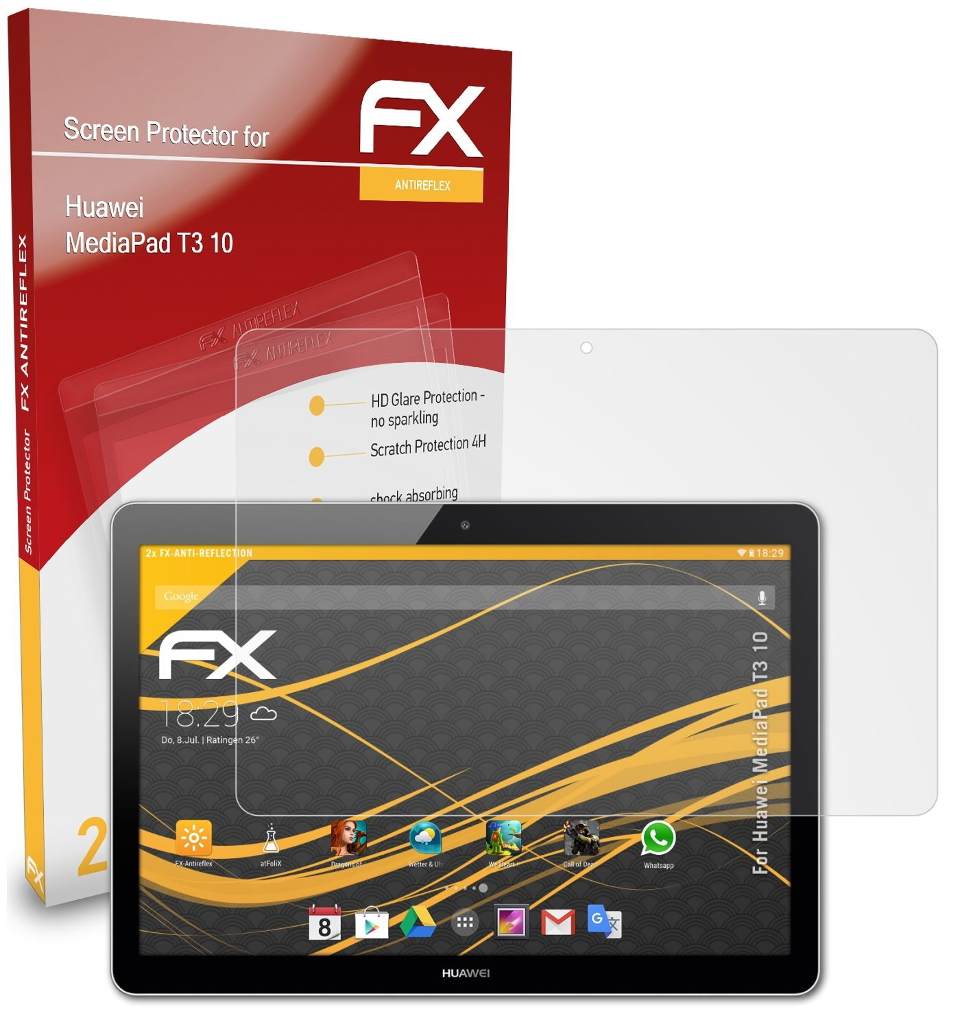 FX-Antireflex ATFOLIX MediaPad Displayschutz(für 10) 2x T3 Huawei